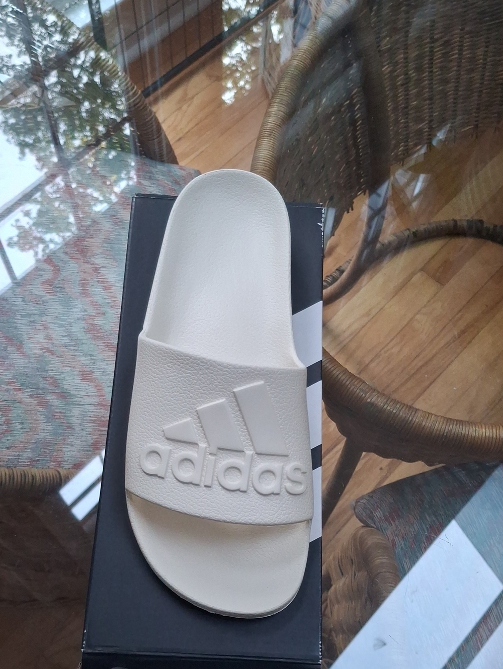 adidas men's Off-White Logo Slide Sandals